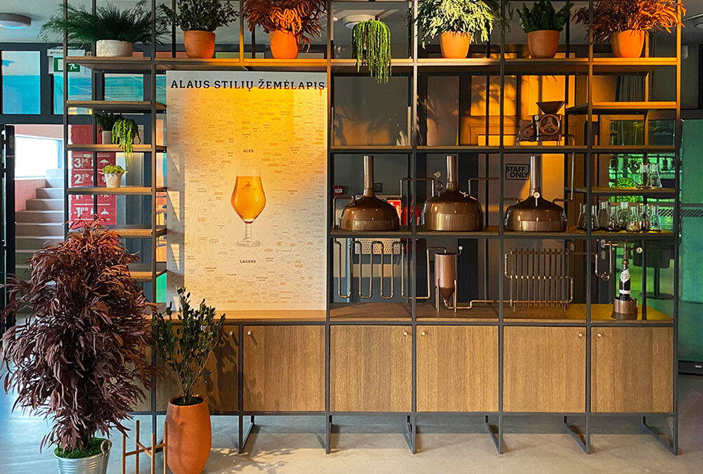 Interior landscaping mobile installation and preserved trees in Bhouse bar